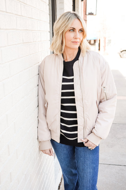 Core Solid Ruched Bomber Jacket