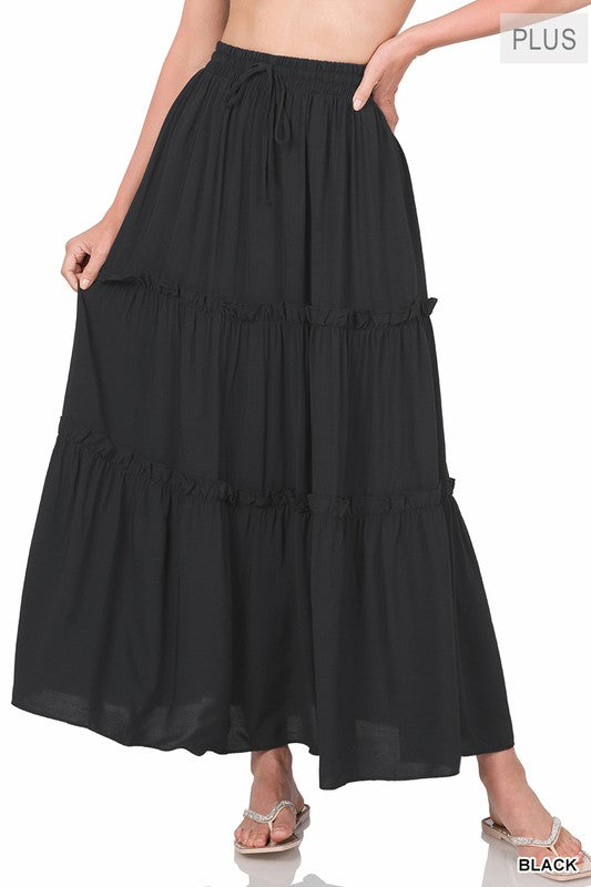 A Bit Boho Tiered Ruffle Maxi Skirt S-3X