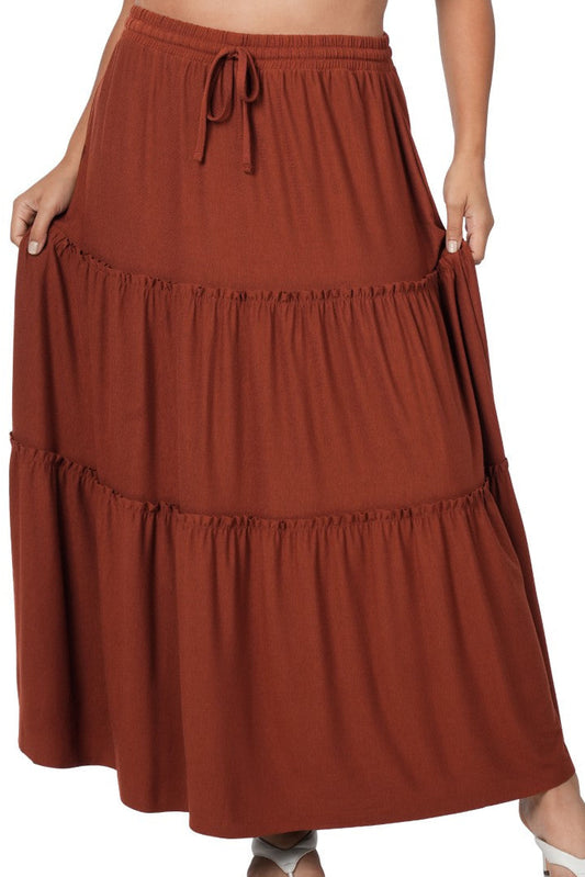 A Bit Boho Tiered Ruffle Maxi Skirt S-3X