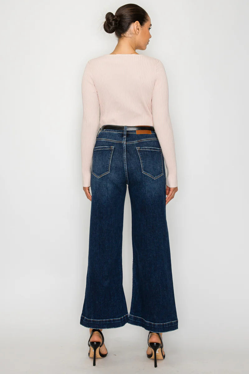 High Rise Cropped Palazzo Jeans