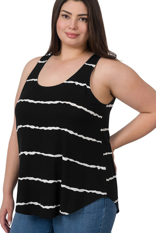 Blur the Lines Striped Tank 1X-3X