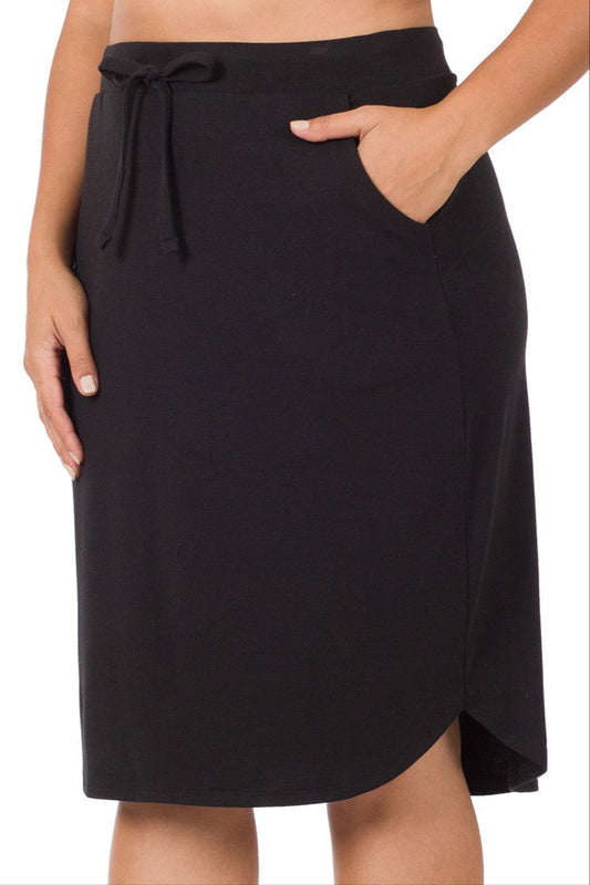 Core Basic Tulip Hem Skirt 1X-3X
