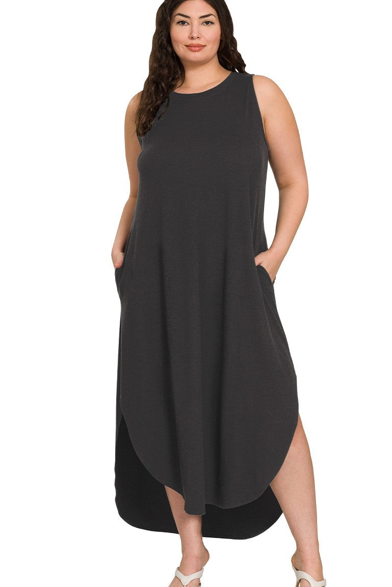 PREORDER: Everyday Casual Side Slit Dress 1X-3X