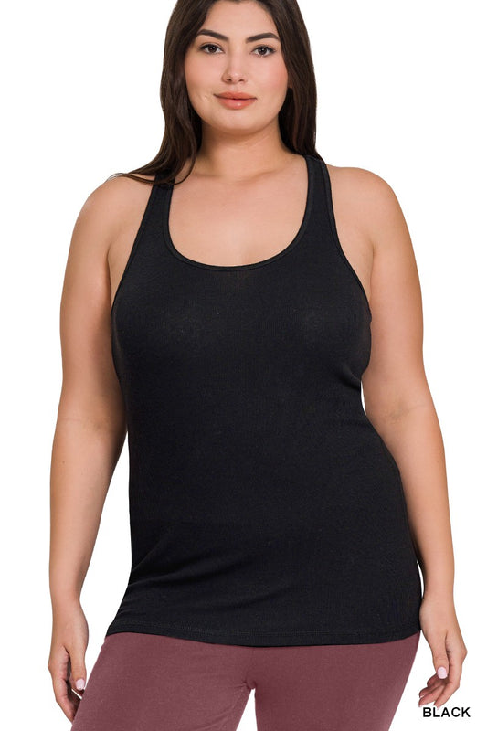 Just the Basics Racer Back Tank 1X-3X    (AVAILABLE IN 2 COLORS)