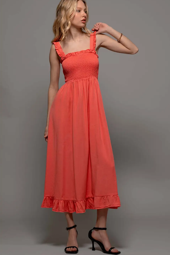 Sunny Days Ruffle Strap Smocked Maxi Dress