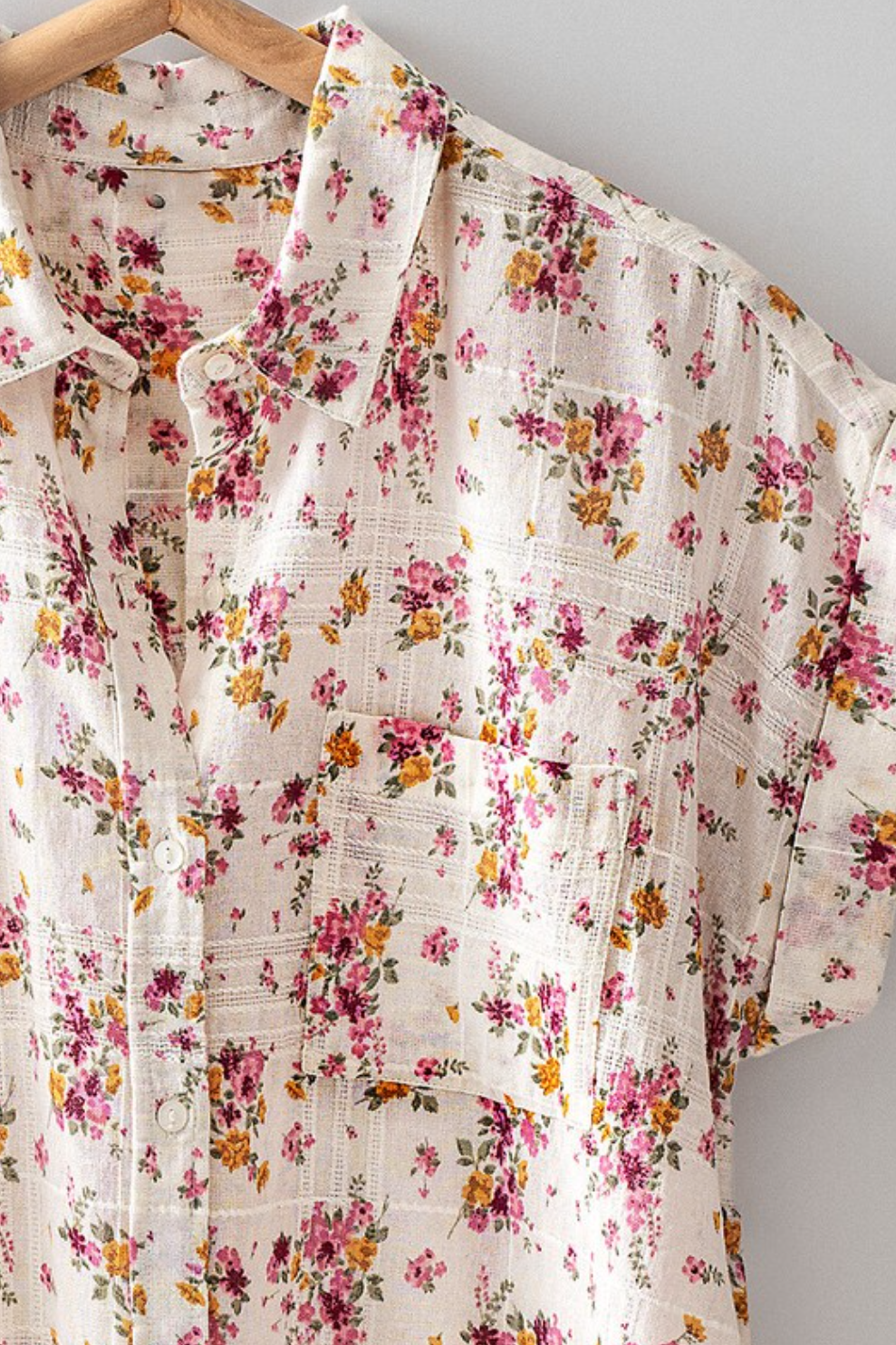 PREORDER: Scattered Roses Cuffed Sleeve Cotton Shirt