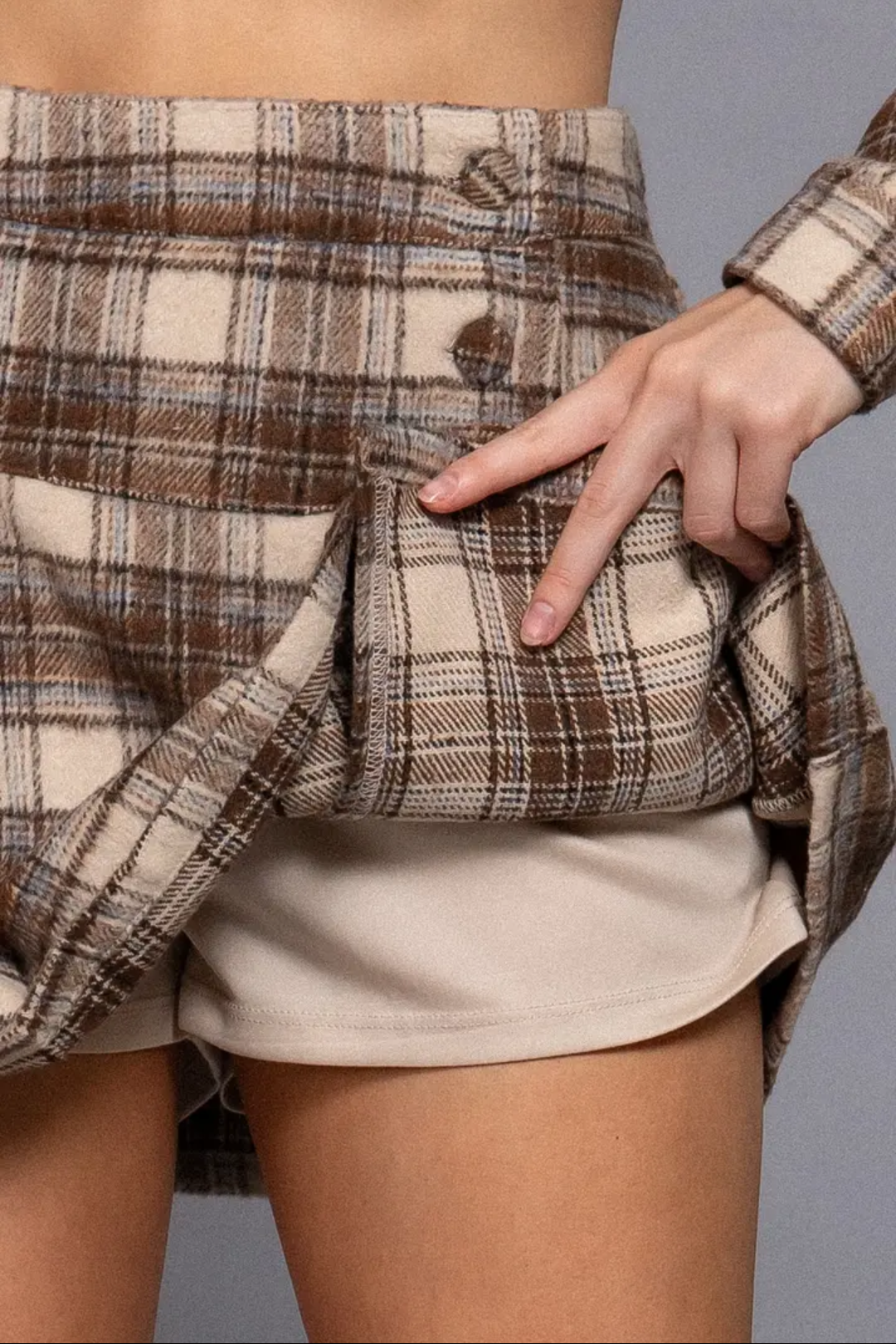 Playful Plaid Pleated Mini Skirt with Briefs
