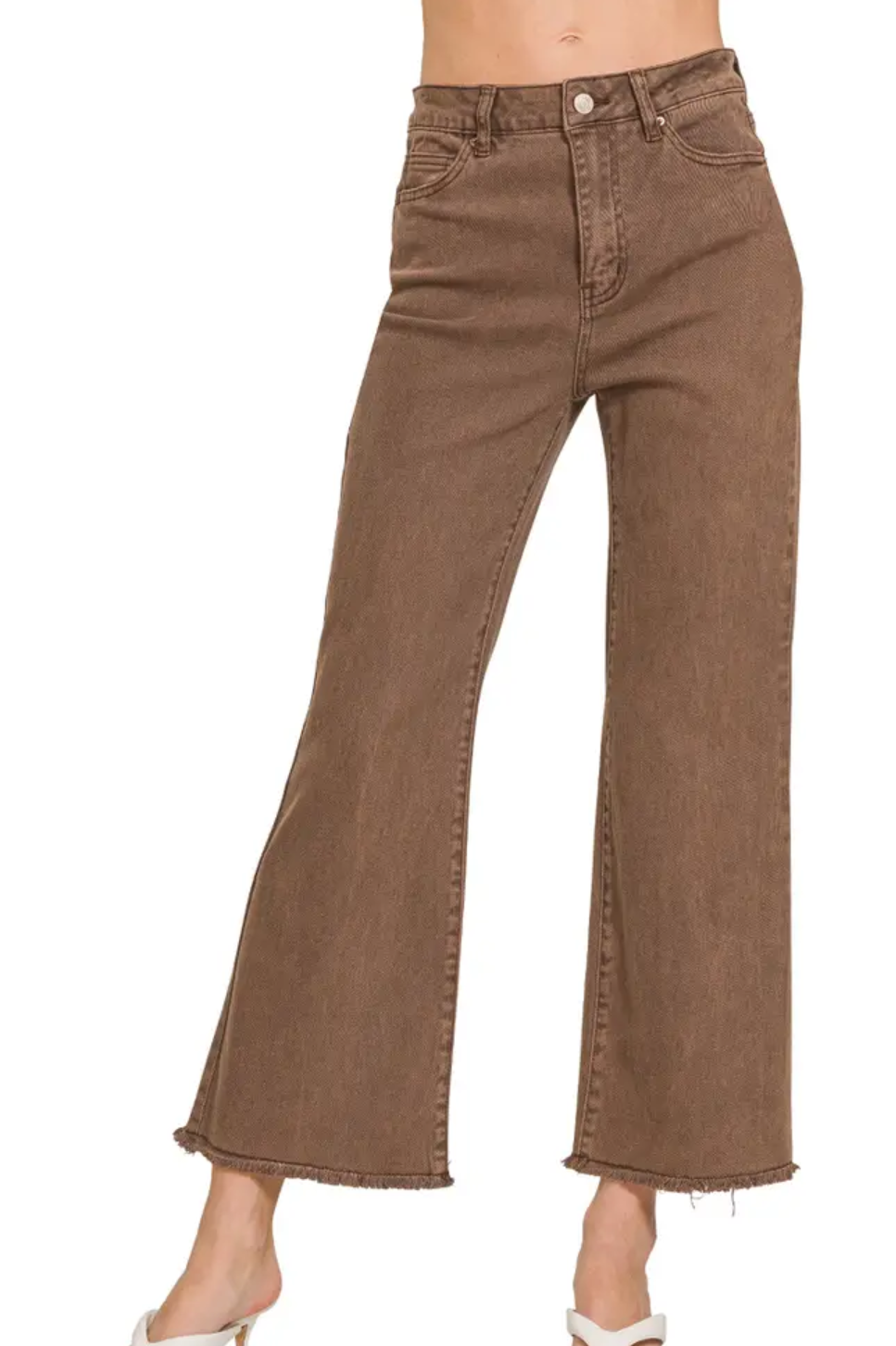 High Rise Frayed Hem Bootcut Jeans