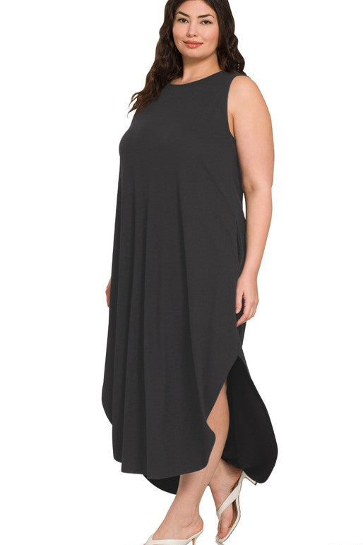 PREORDER: Everyday Casual Side Slit Dress 1X-3X