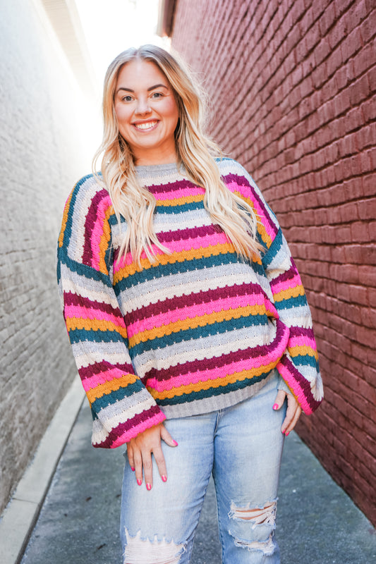 Heartfelt Striped Knit Sweater