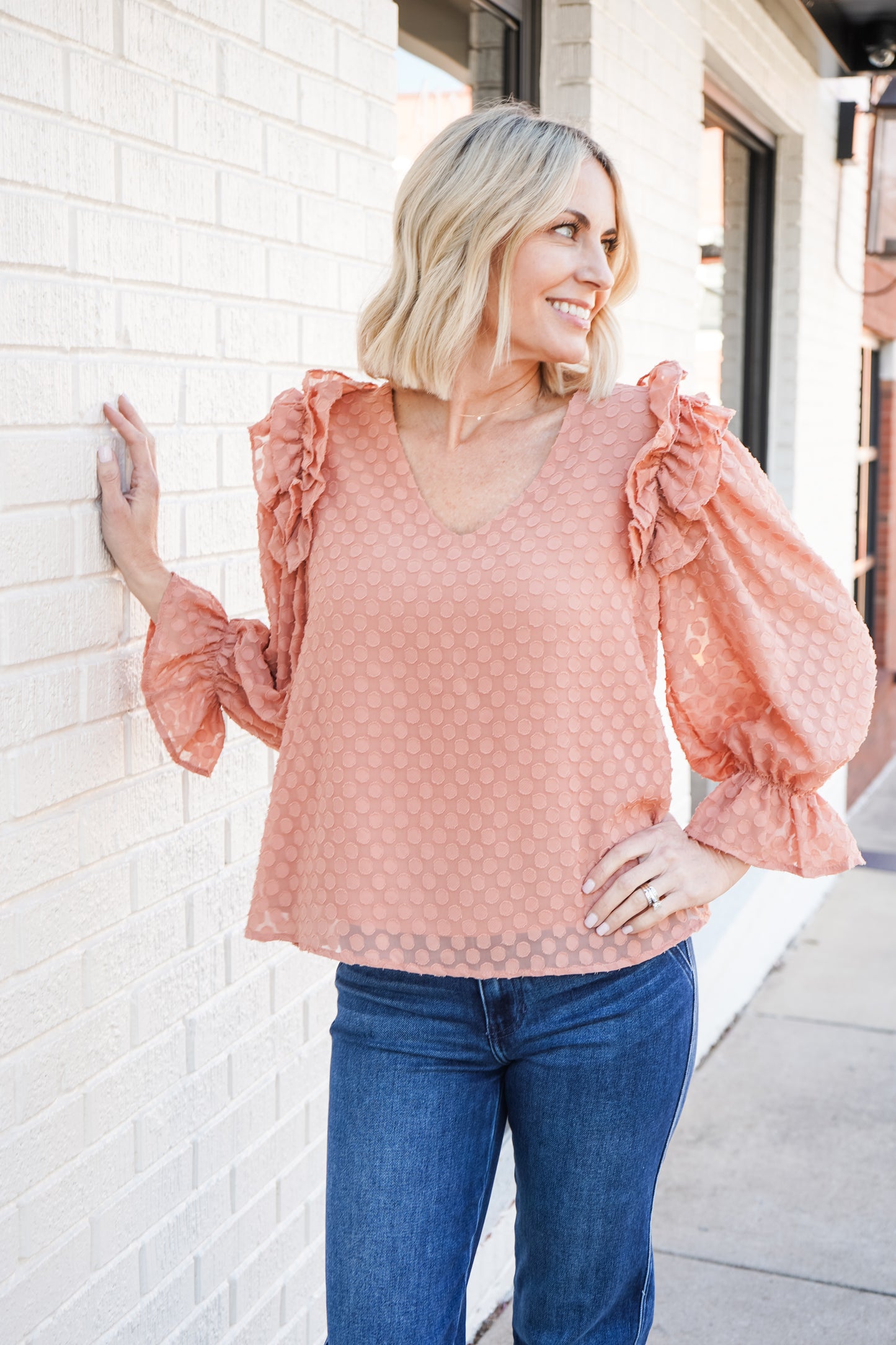 Purely Proper Ruffle Dotted Blouse (S-3XL)