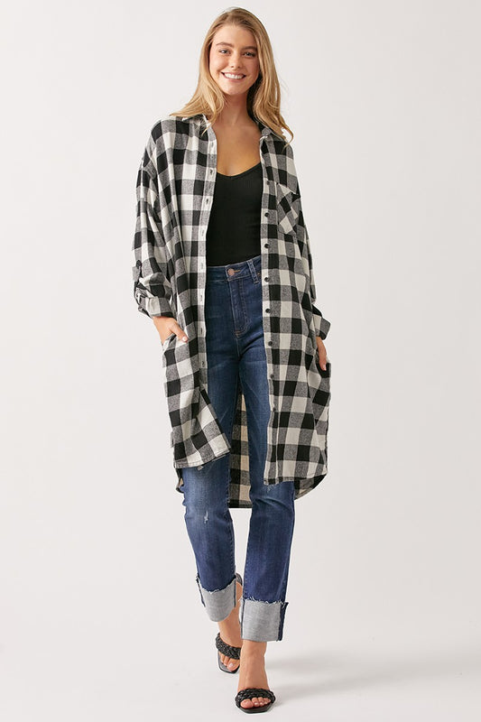 All Checked Buffalo Plaid Long Flannel Shirt S-3X