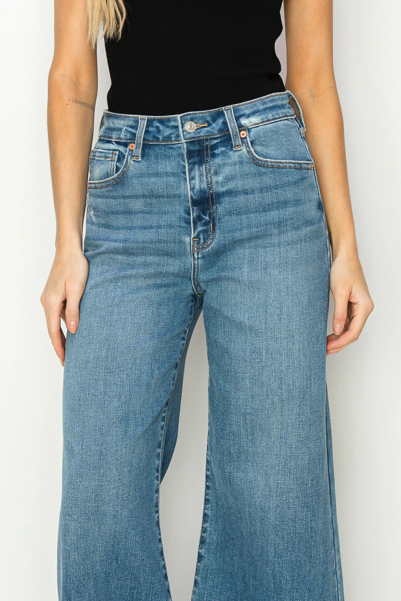 High Rise Cropped Palazzo Jeans