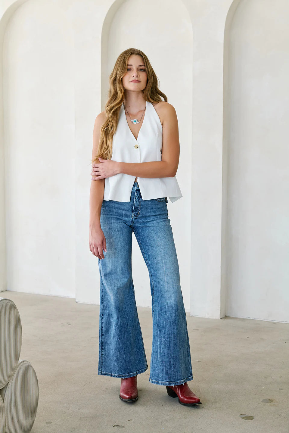 Tummy Control High Rise Palazzo Jeans