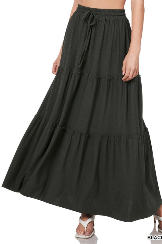 A Bit Boho Tiered Ruffle Maxi Skirt S-3X