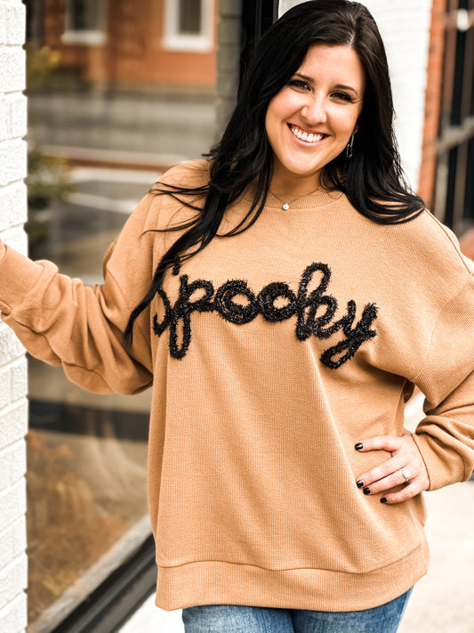 Spooky Ribbed Crewneck Sweatshirt