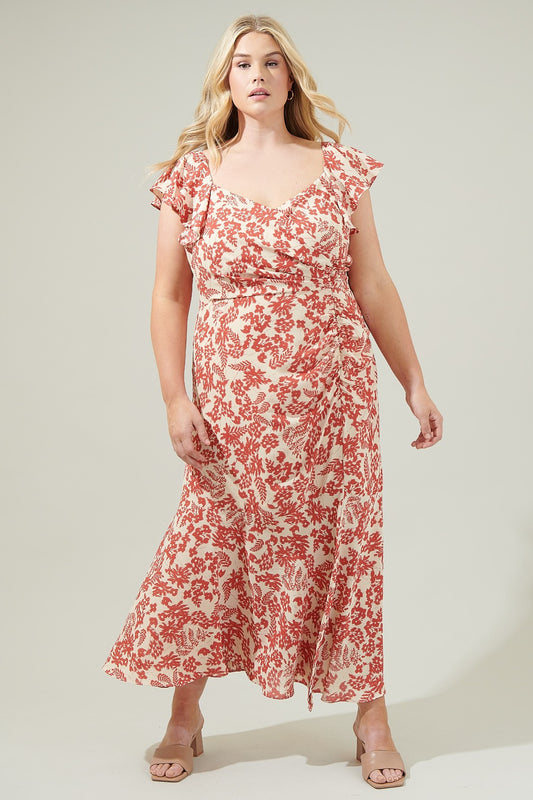 A True Beauty Ruched Midi Dress 1X-3X