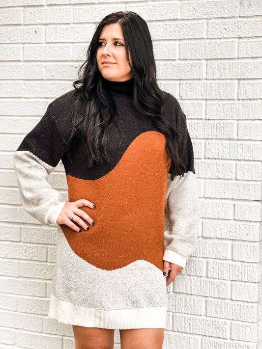 Darby Wave Colorblock Sweater Dress