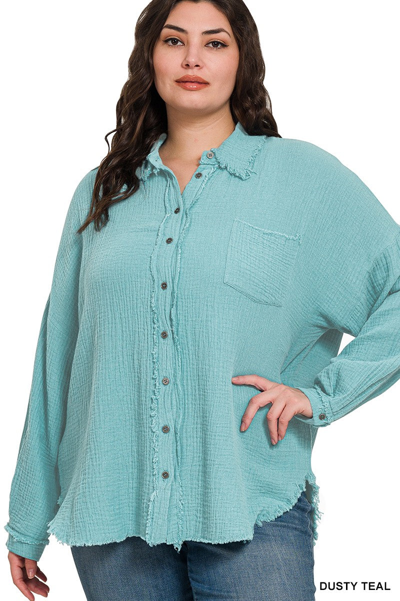 Everyday Gauze Button Down Shirt S-3X