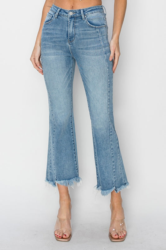 High Rise Step Hem Ankle Flare Jeans 0-3X