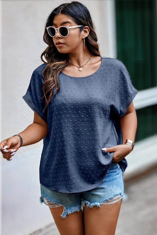 Swiss Dot Boat Neck Top XL-2XL
