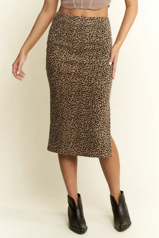Animal Instinct Leopard Midi Skirt