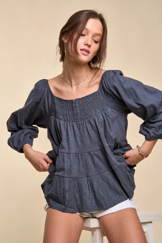 Boho Nights Tiered Babydoll Top