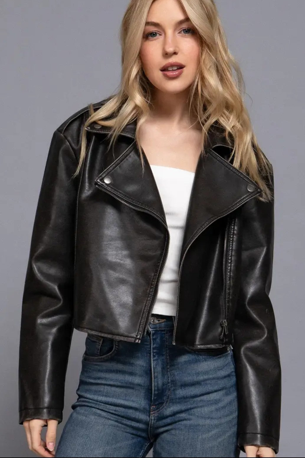 On the Edge Faux Leather Moto Jacket