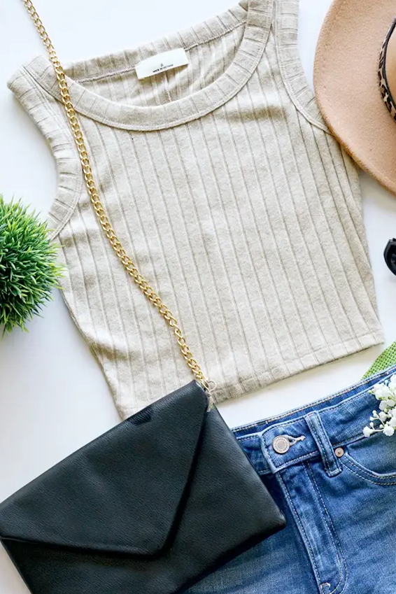 Core Basic Ribbed Cropped Tank Top
