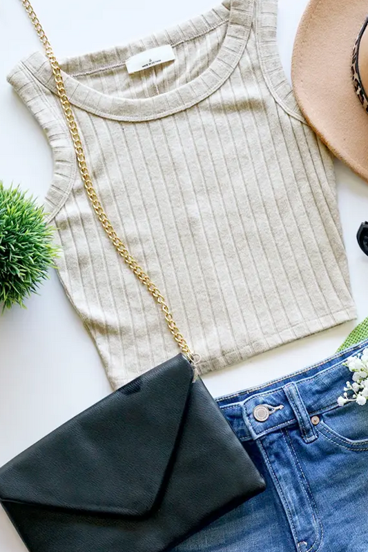 Core Basic Ribbed Cropped Tank Top