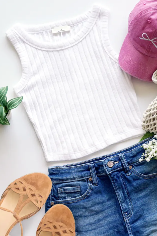 Core Basic Ribbed Cropped Tank Top