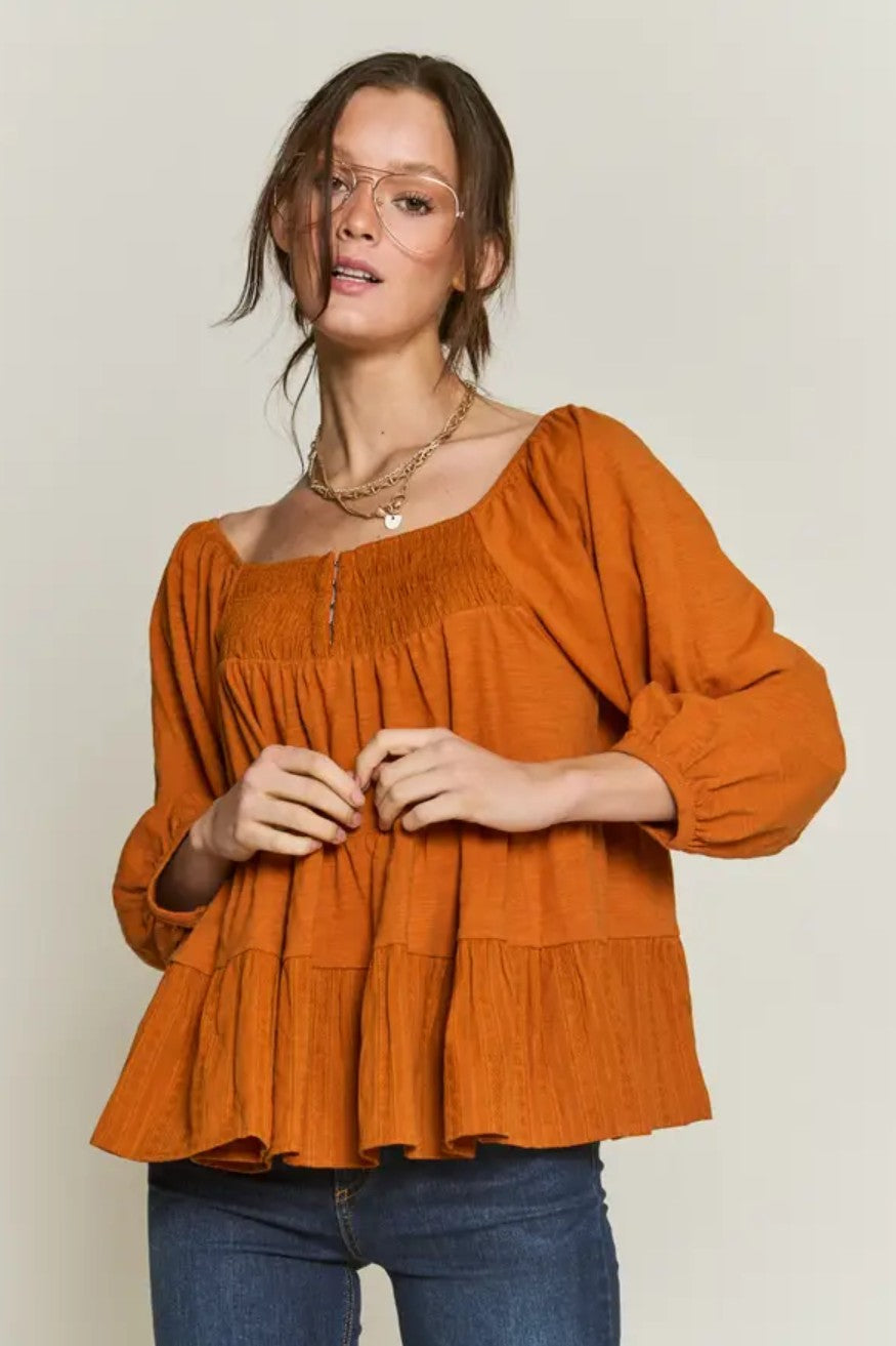 Boho Nights Tiered Babydoll Top
