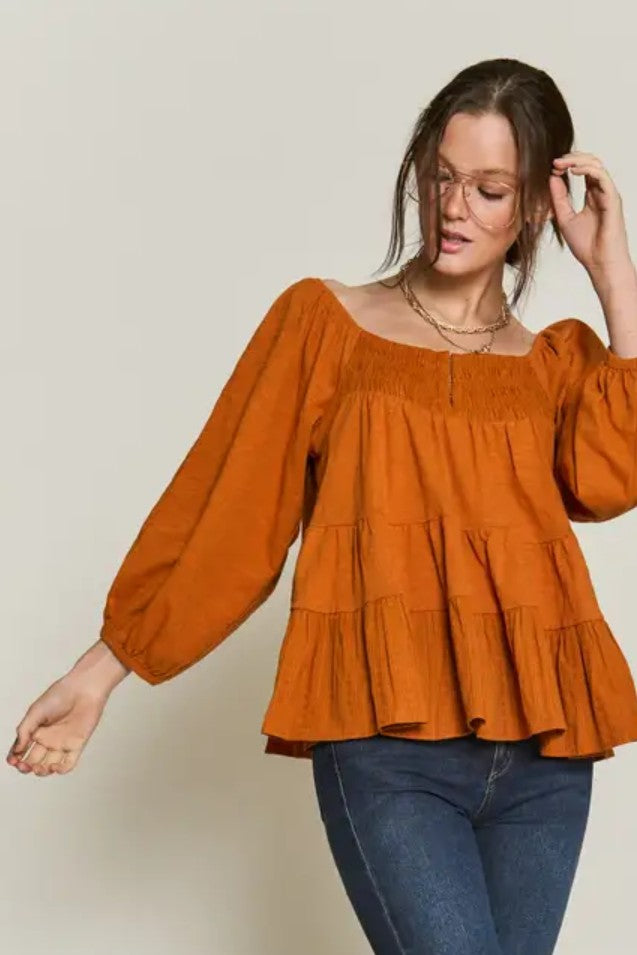 Boho Nights Tiered Babydoll Top