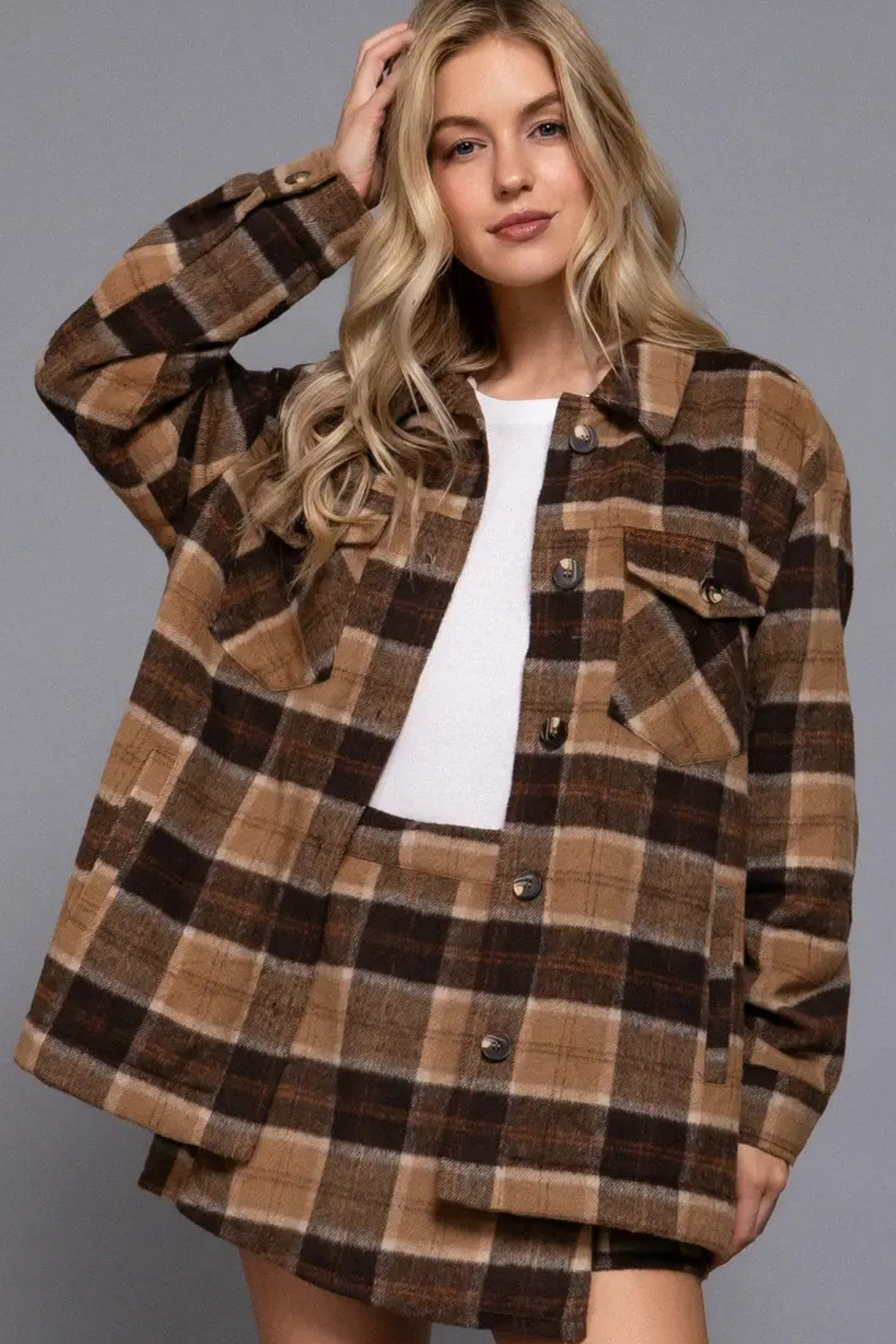 Fireside Plaid Faux Fur Lined Shacket