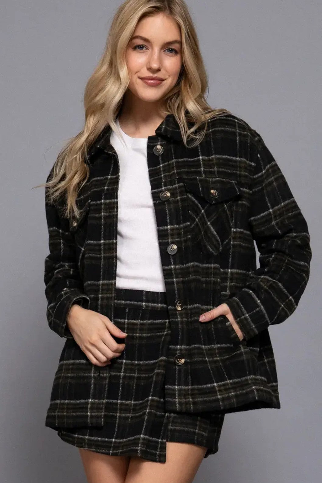 Fireside Plaid Faux Fur Lined Shacket