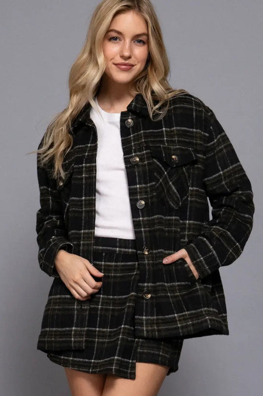 Fireside Plaid Faux Fur Lined Shacket