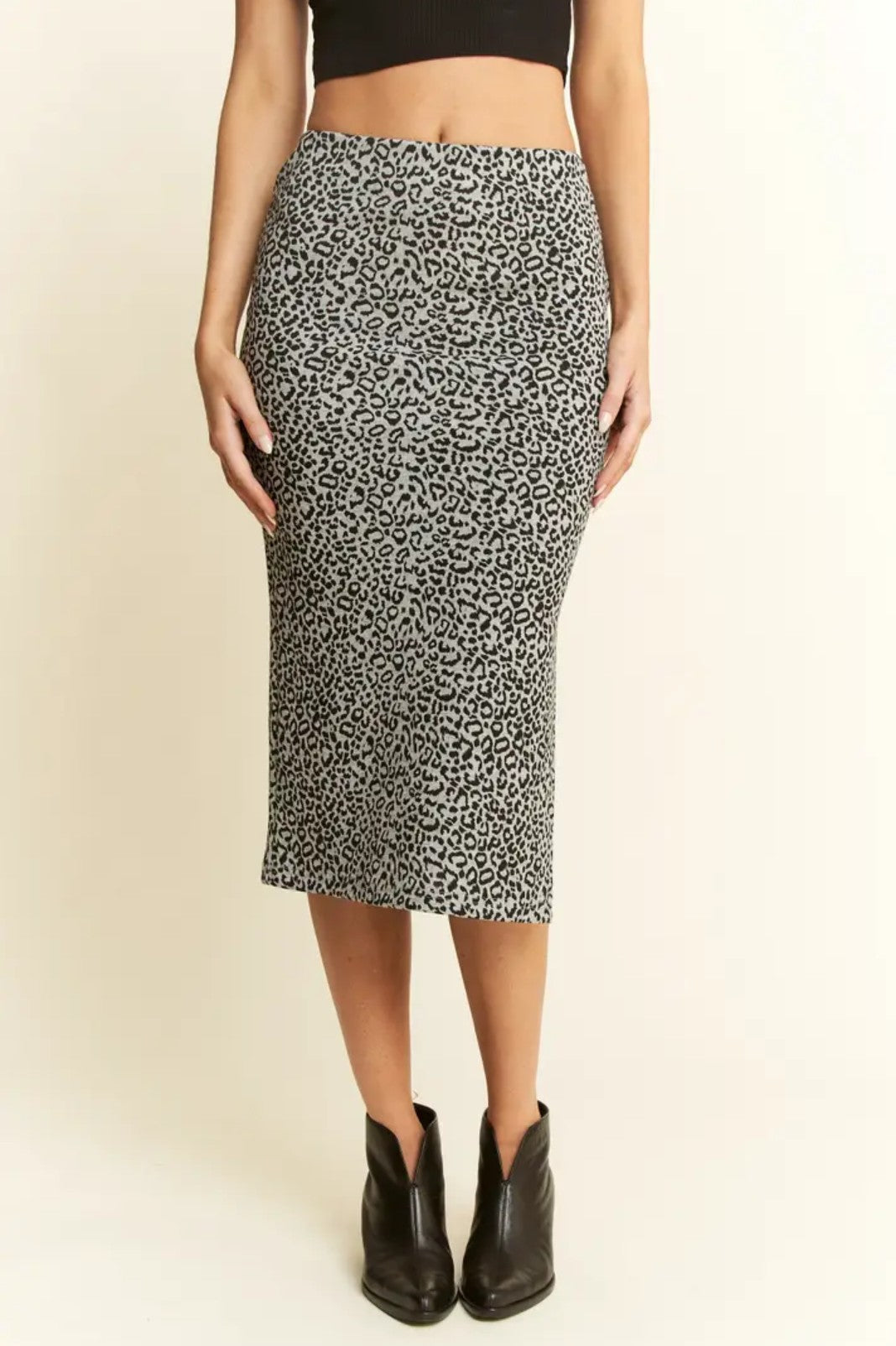 Animal Instinct Leopard Midi Skirt