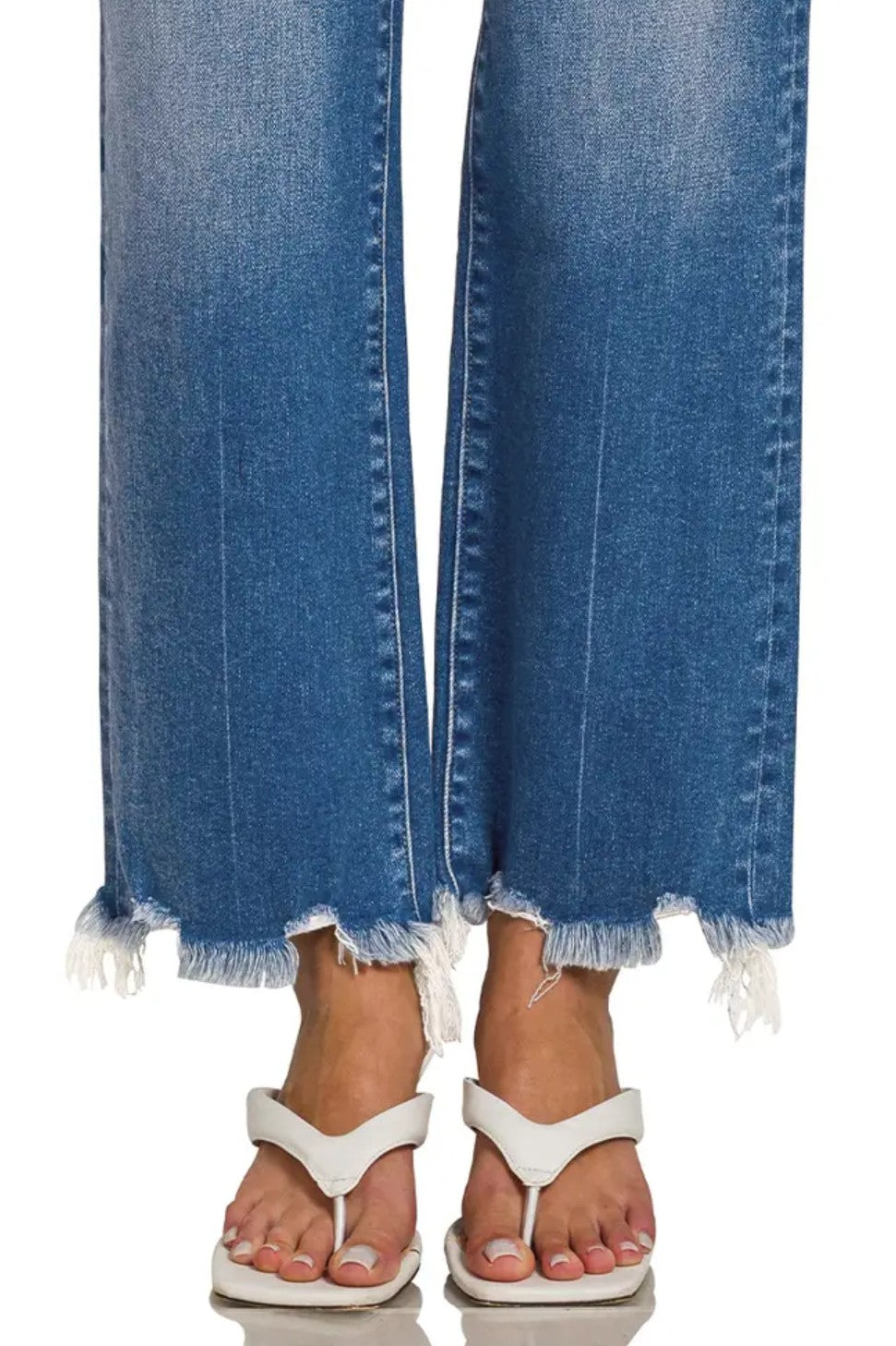 Distressed Hem Straight Leg Jeans Plus