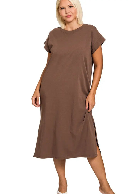 Keep It Casual Cotton Knit Midi Dress 1X-3X