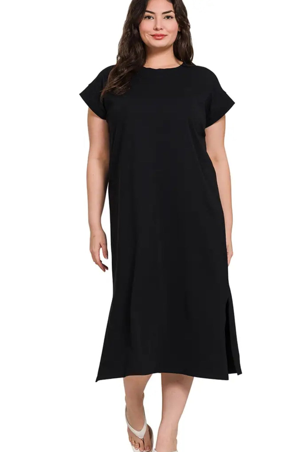 Keep It Casual Cotton Knit Midi Dress 1X-3X