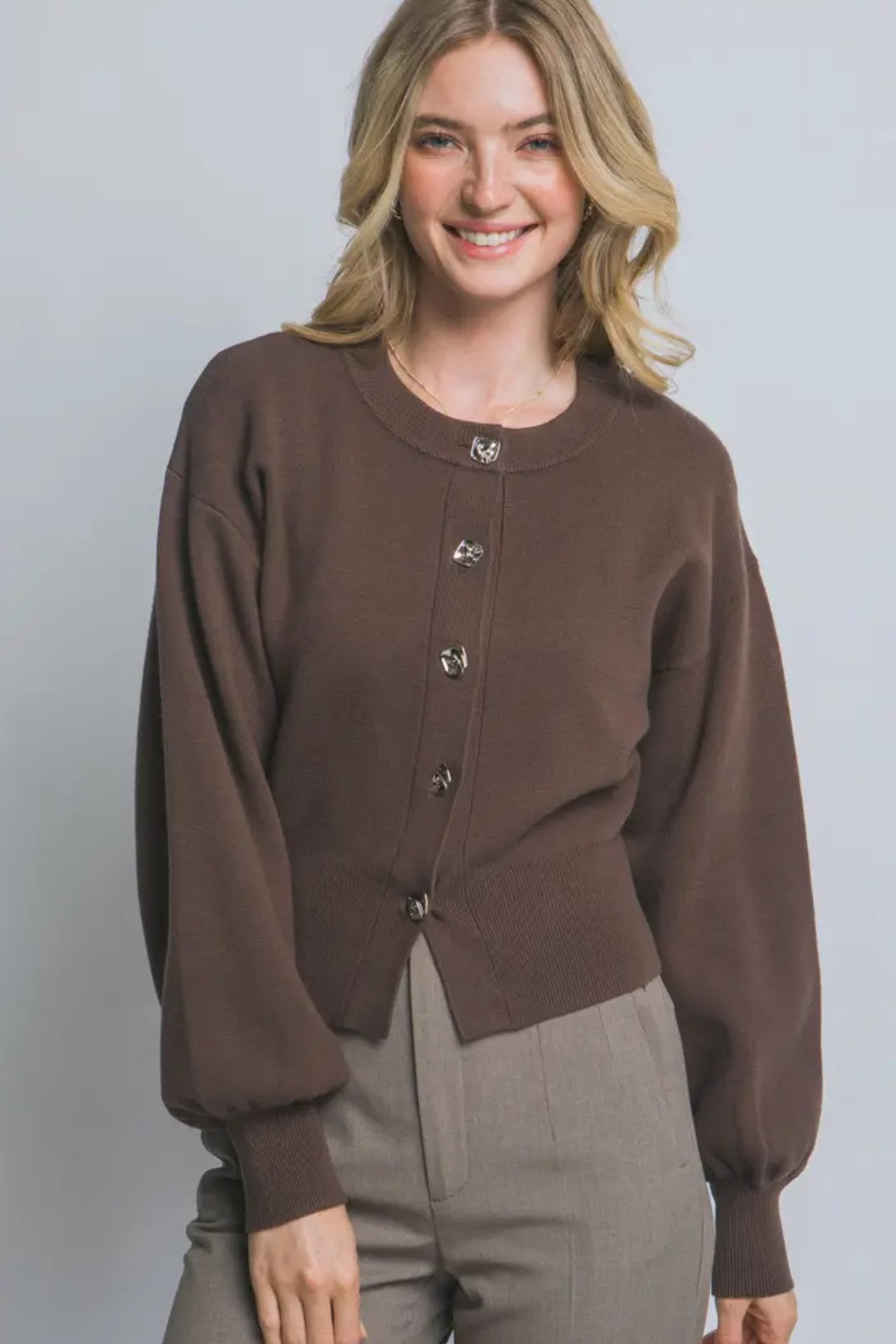 Holiday Time Puff Sleeve Cardigan