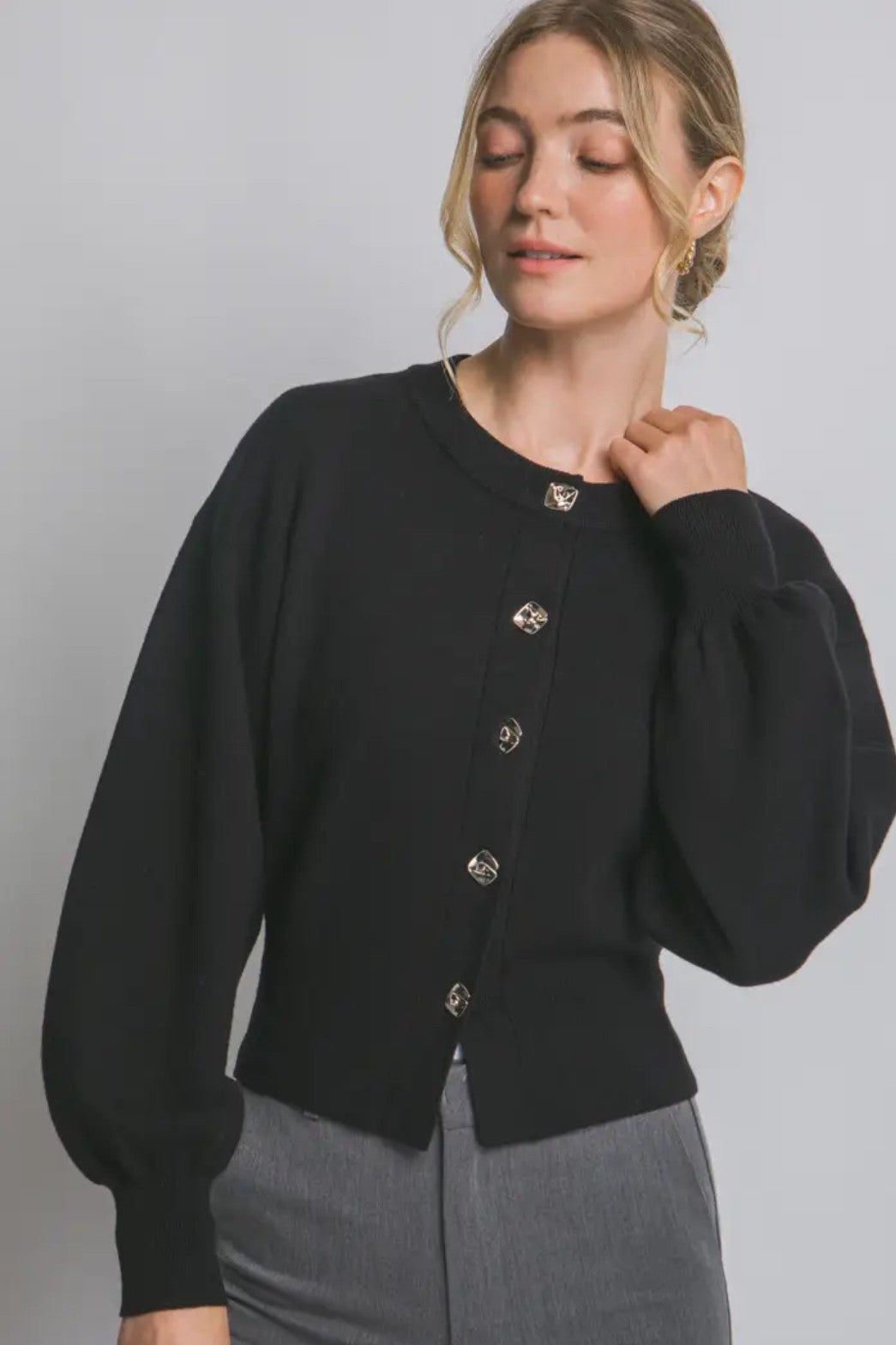 Holiday Time Puff Sleeve Cardigan