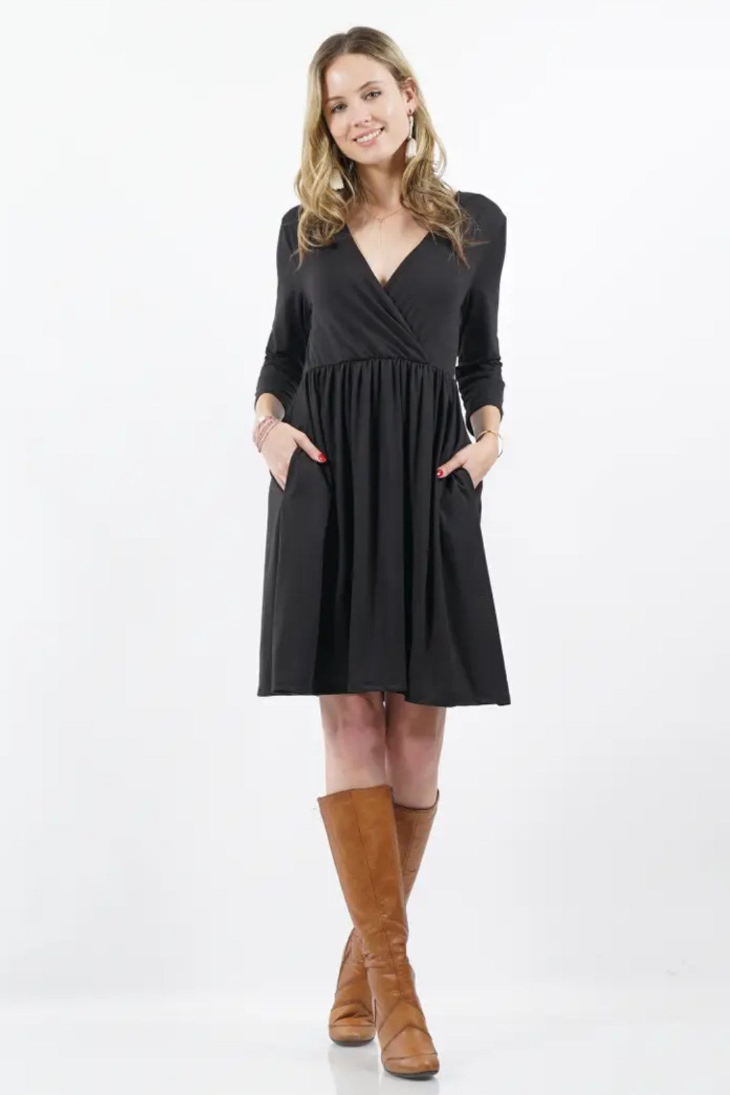Simply Stated Knit Wrap Bodice Dress