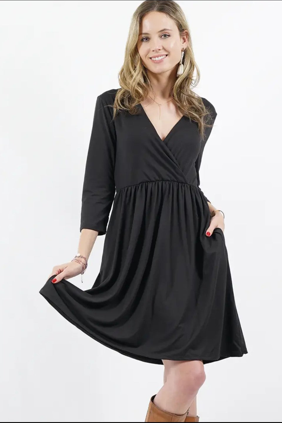 Simply Stated Knit Wrap Bodice Dress