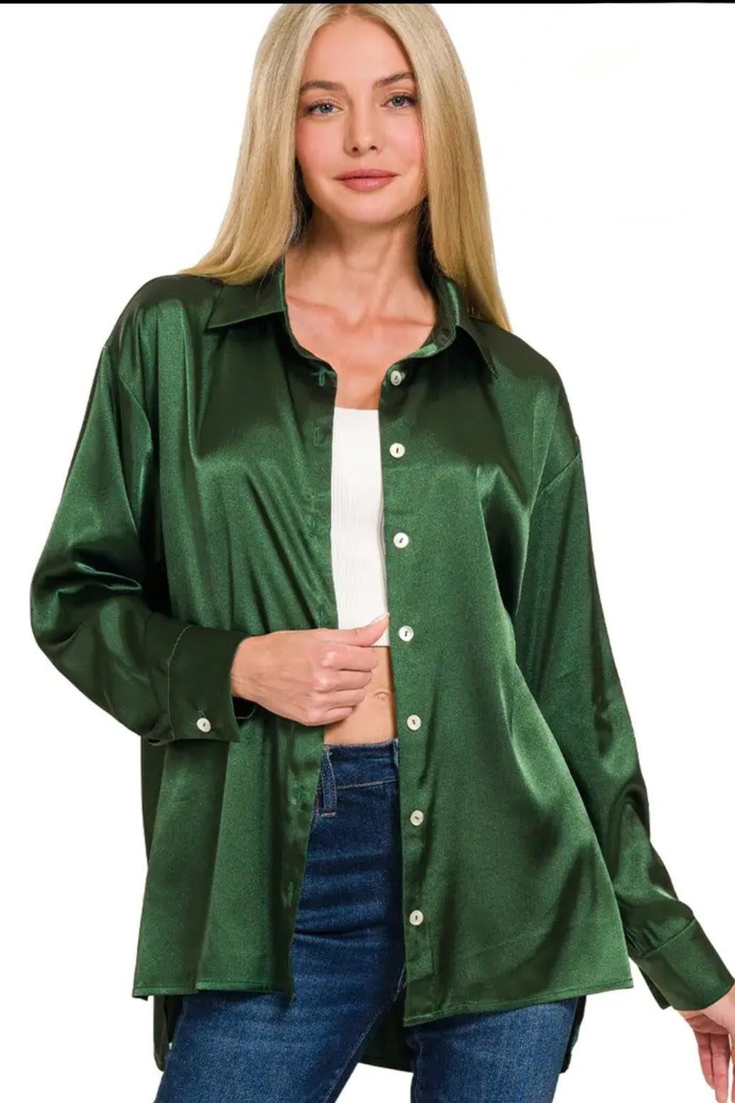 Holiday Lights Satin Button Down Shirt