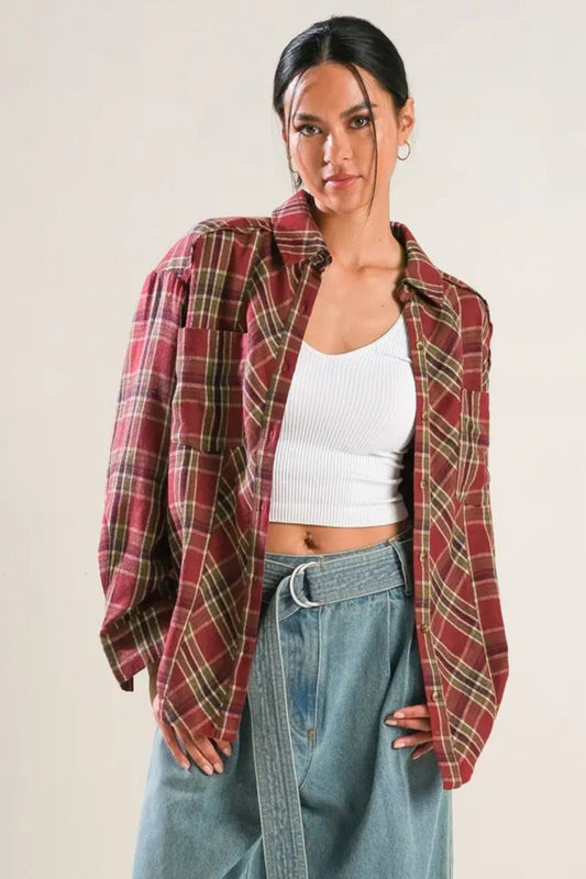 Vintage Vibes Cotton Plaid Shirt