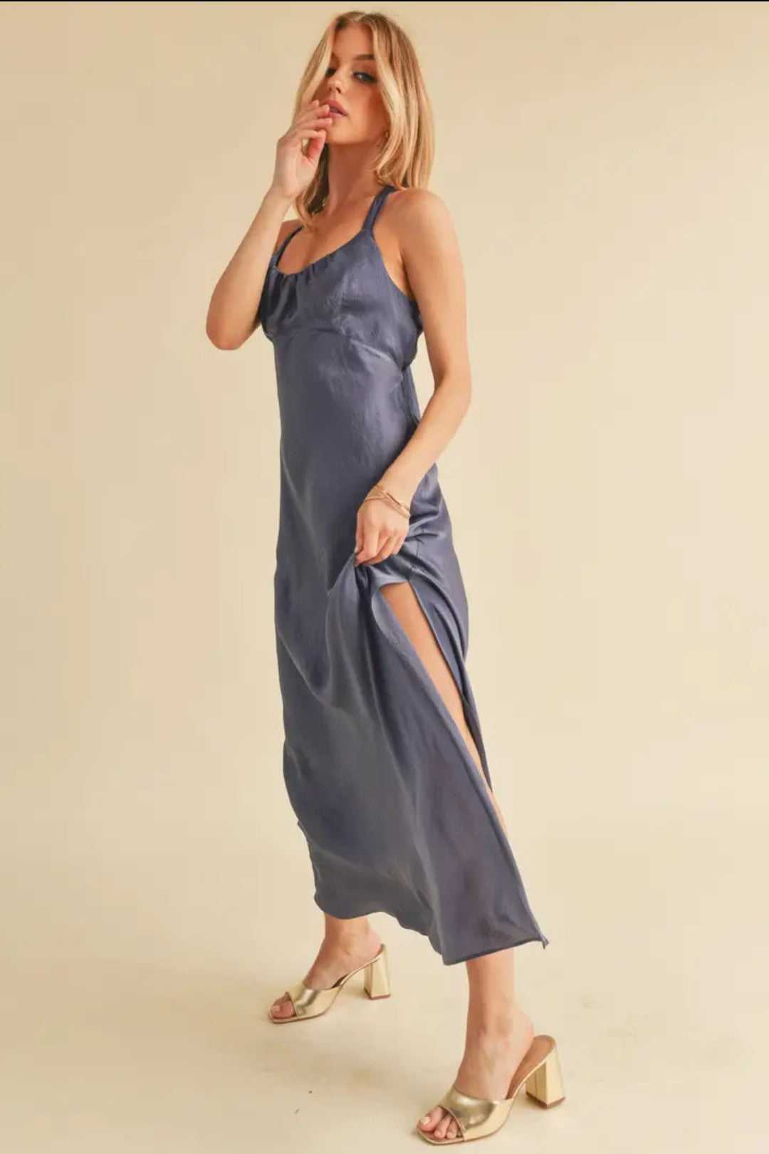Shimmer in Satin Maxi Dress