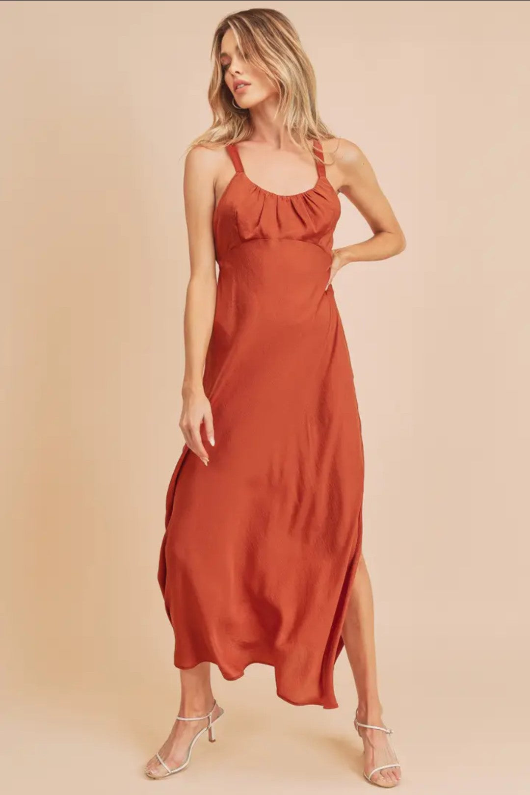 Shimmer in Satin Maxi Dress