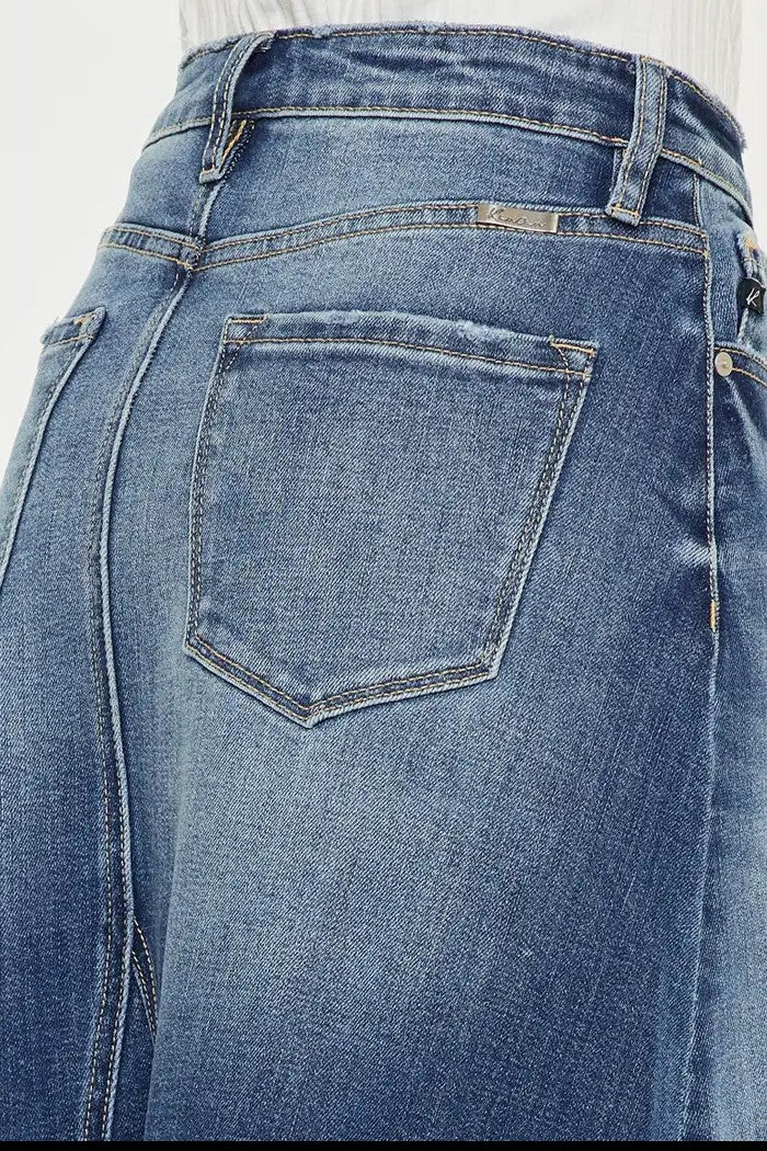 Modern Denim High-Low Midi Skirt