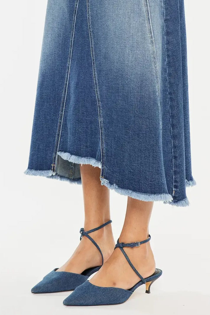 Modern Denim High-Low Midi Skirt